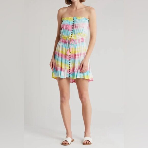 Tiare Hawaii Ryden Tie Dye Strapless Mini Dress Women’s Sz M/L NWT - Picture 3 of 16